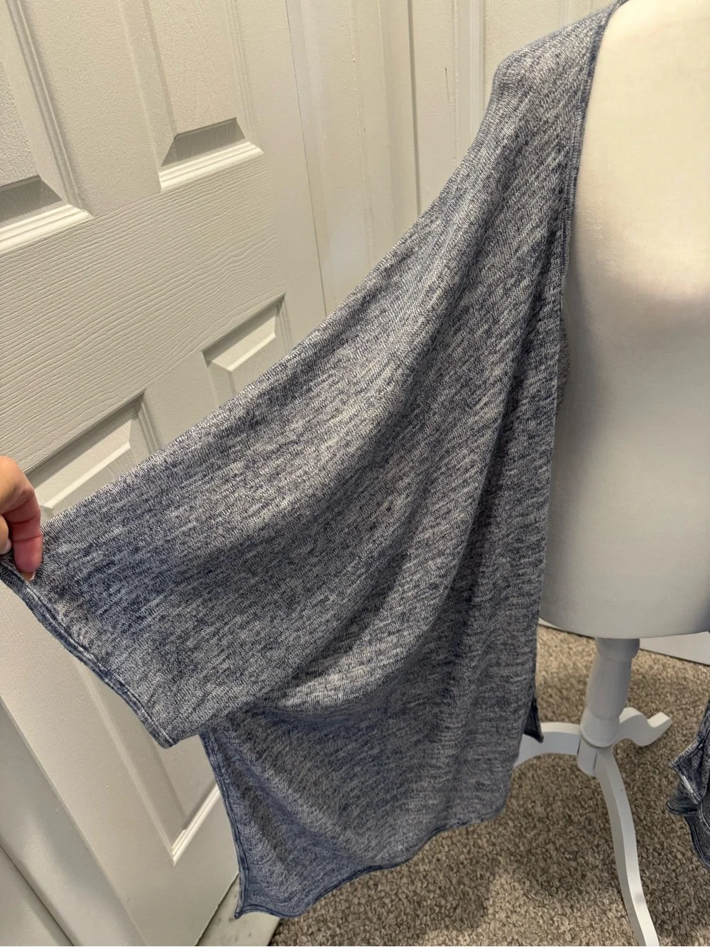 UK2LA Heathered blue Open-Front Draped Wrap